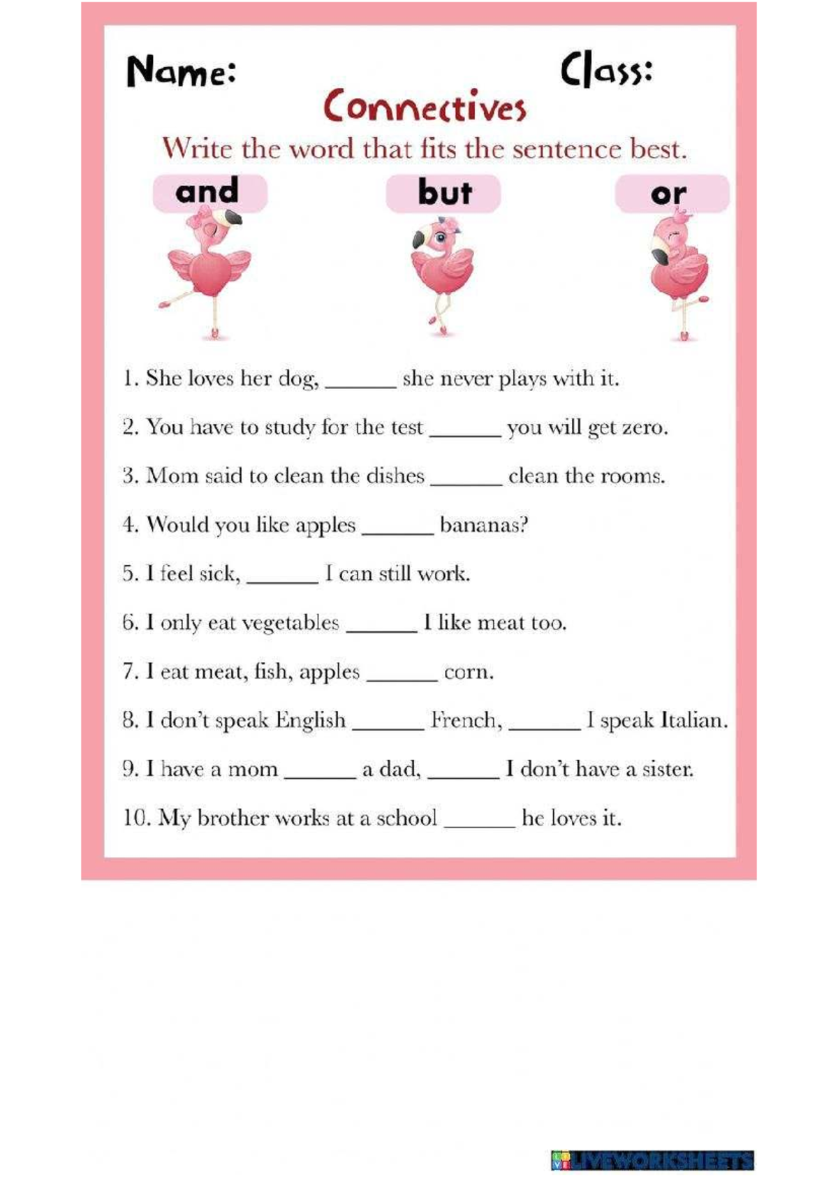 Connectives Worksheet: Exercises on Conjunctions and Connectors - Studocu