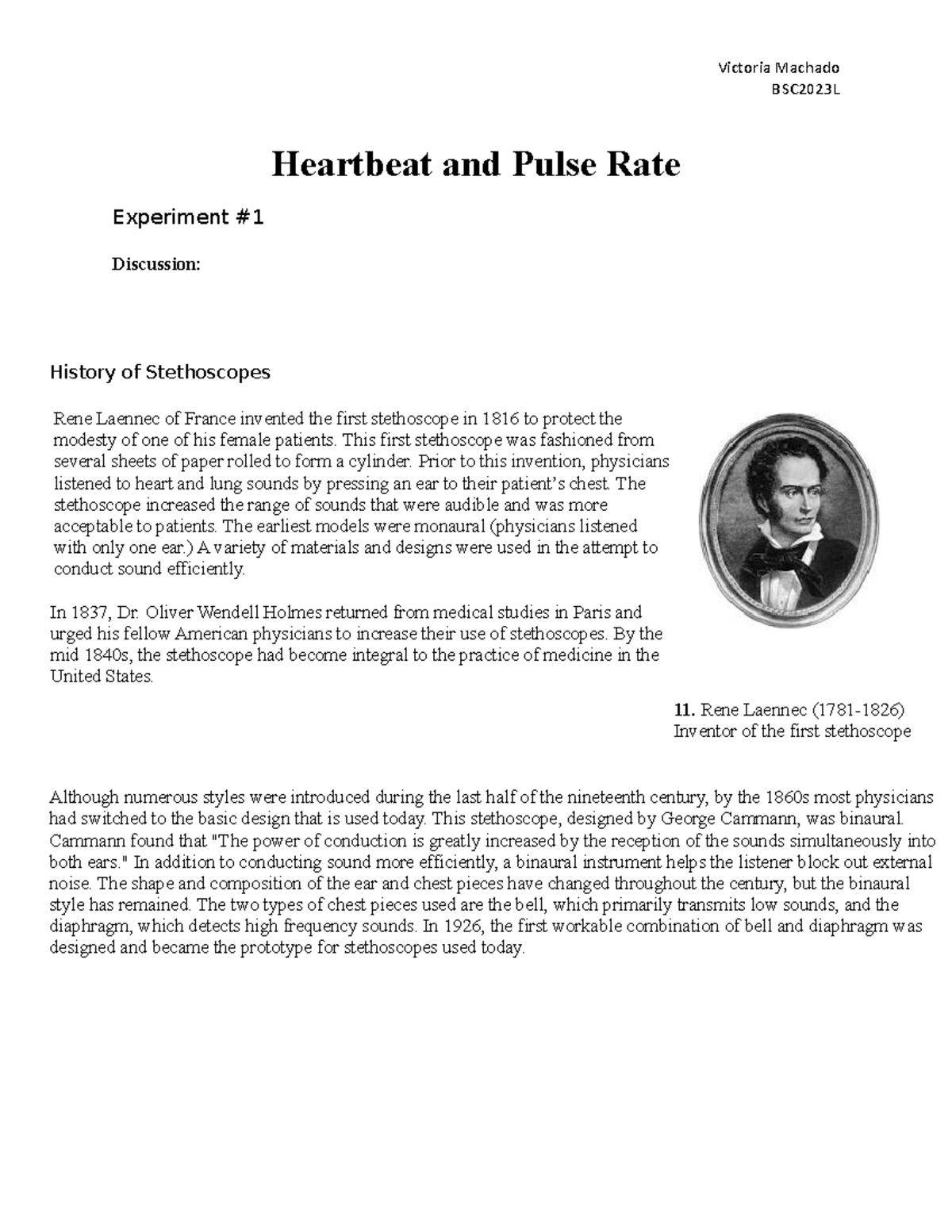Lab 5 - Heart and Pulse Rate Experiment - BSC2023L Heartbeat and Pulse ...