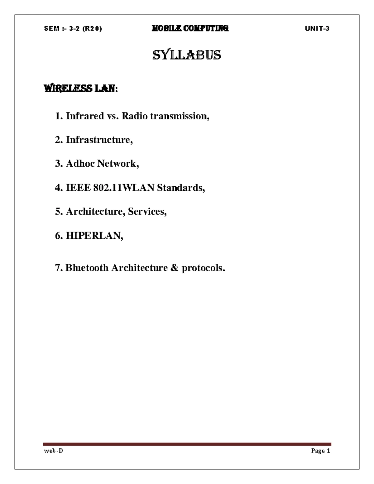 MC R20 Mobile Computing: Mobile Network Layer Overview and Protocols ...