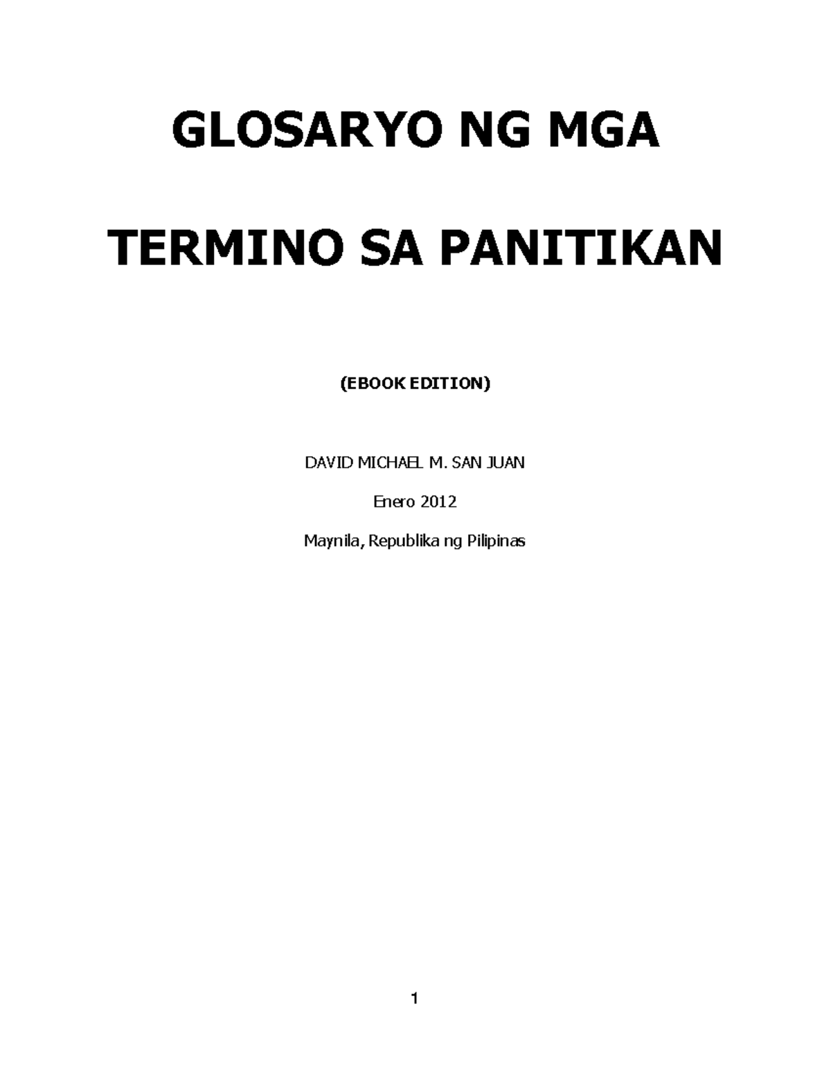 MAT Filipino: Glosaryo ng mga Terminolohiya sa Panitikan - Studocu