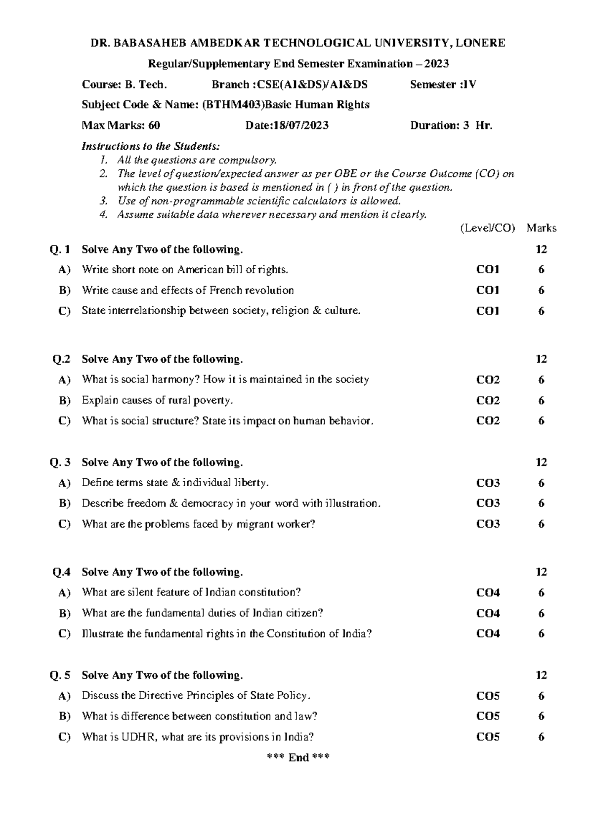 Final Exam Notes on Basic Human Rights (BTHM403) 2023 - Studocu