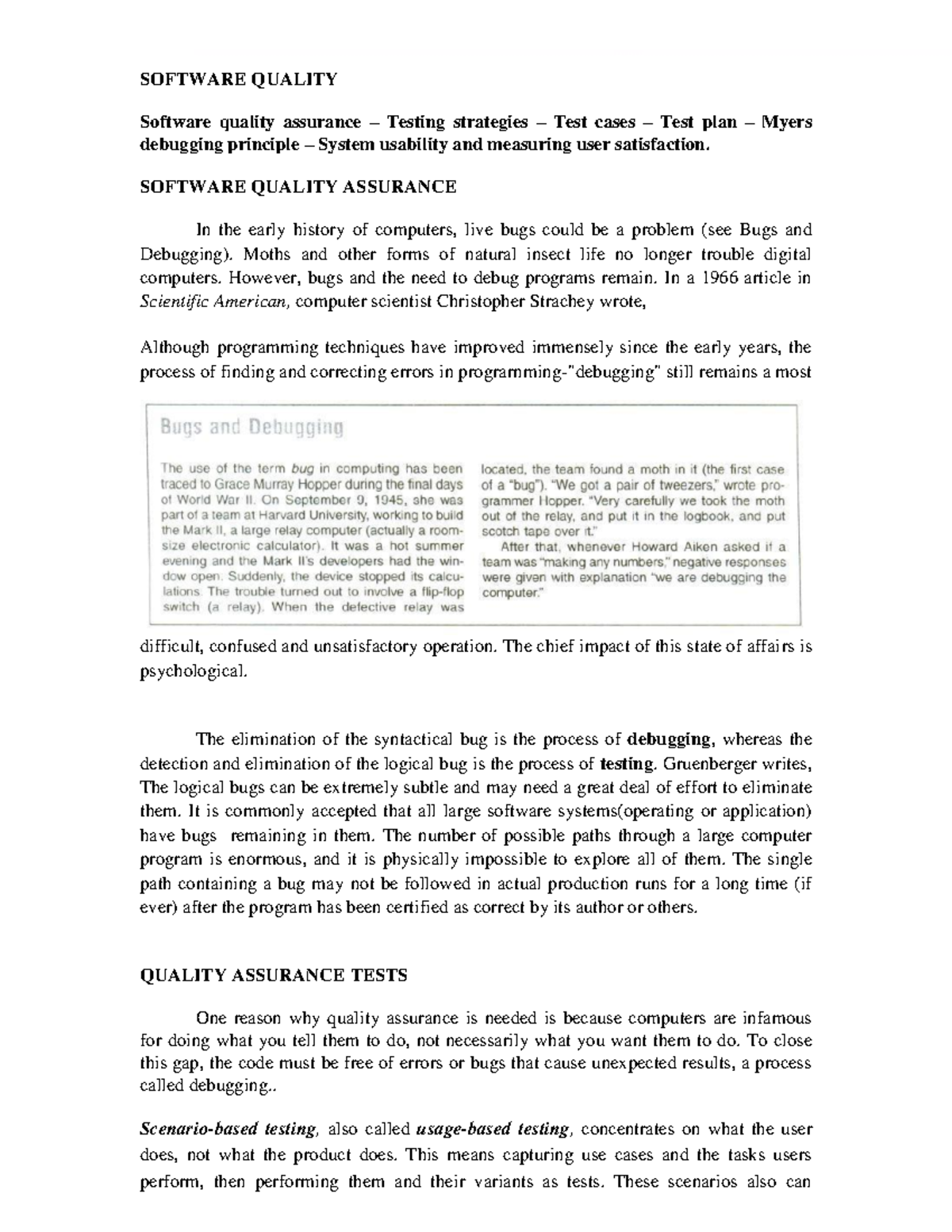 UNIT-5: Software Quality Assurance & Testing Strategies in OOAD - Studocu