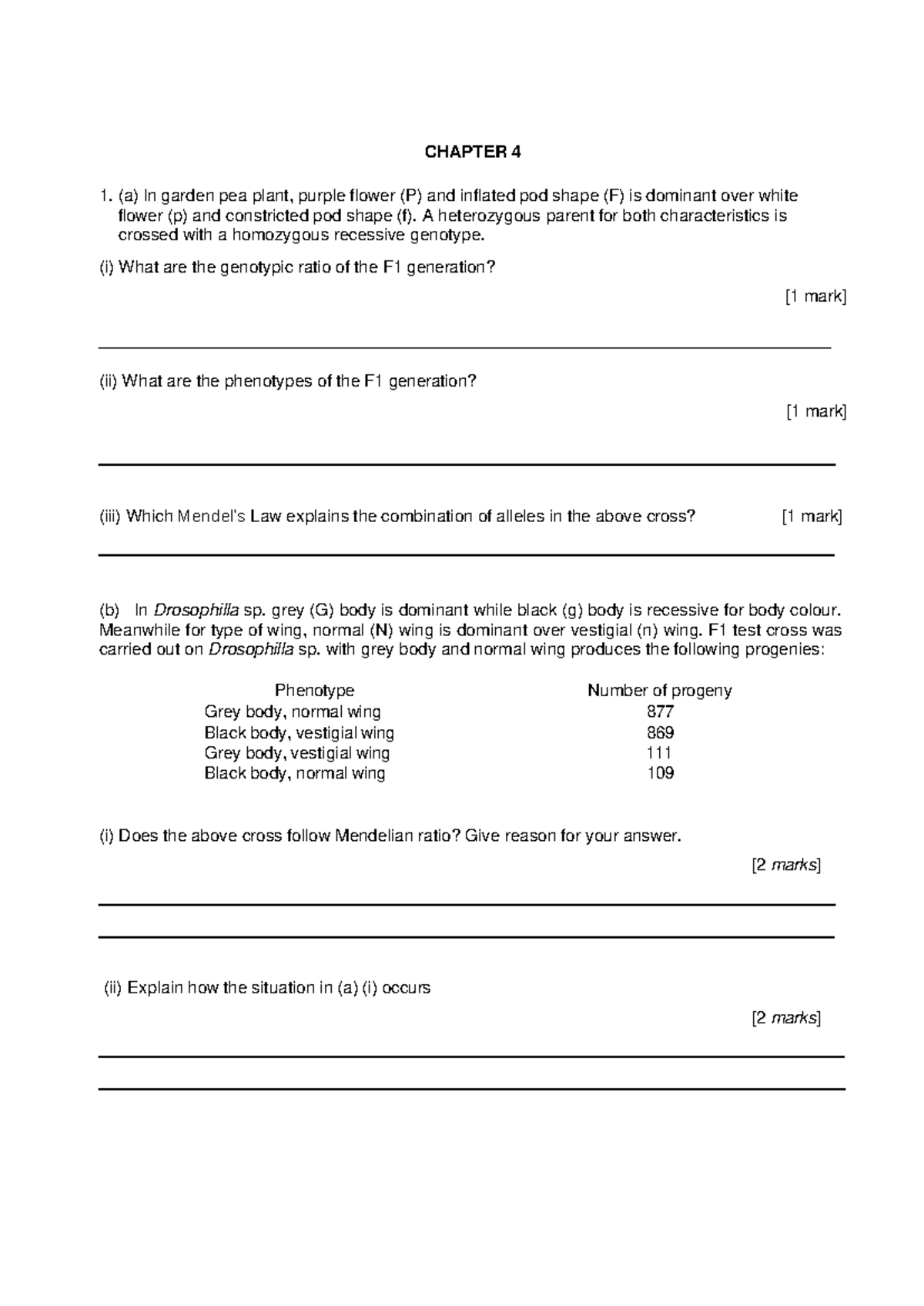 CHAPTER 4: Genetic Inheritance Questions and Analysis - Studocu