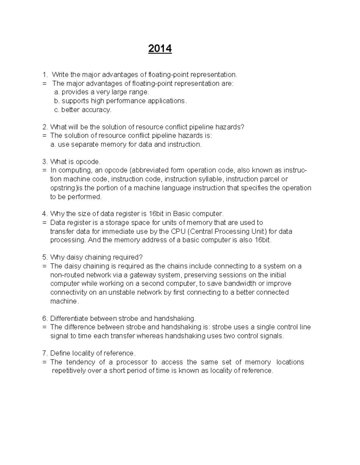 CO 2014 Lecture Notes on Floating-Point Representation and More - Studocu