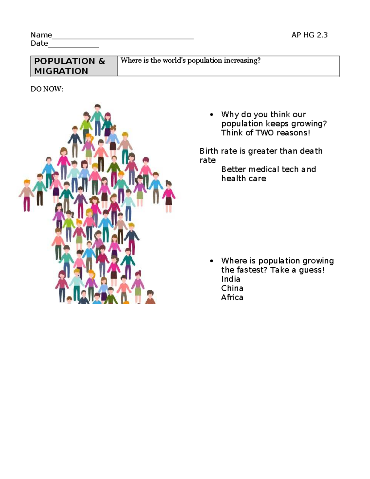 Population growth AP HG 2.3: Understanding trends and rates - Studocu
