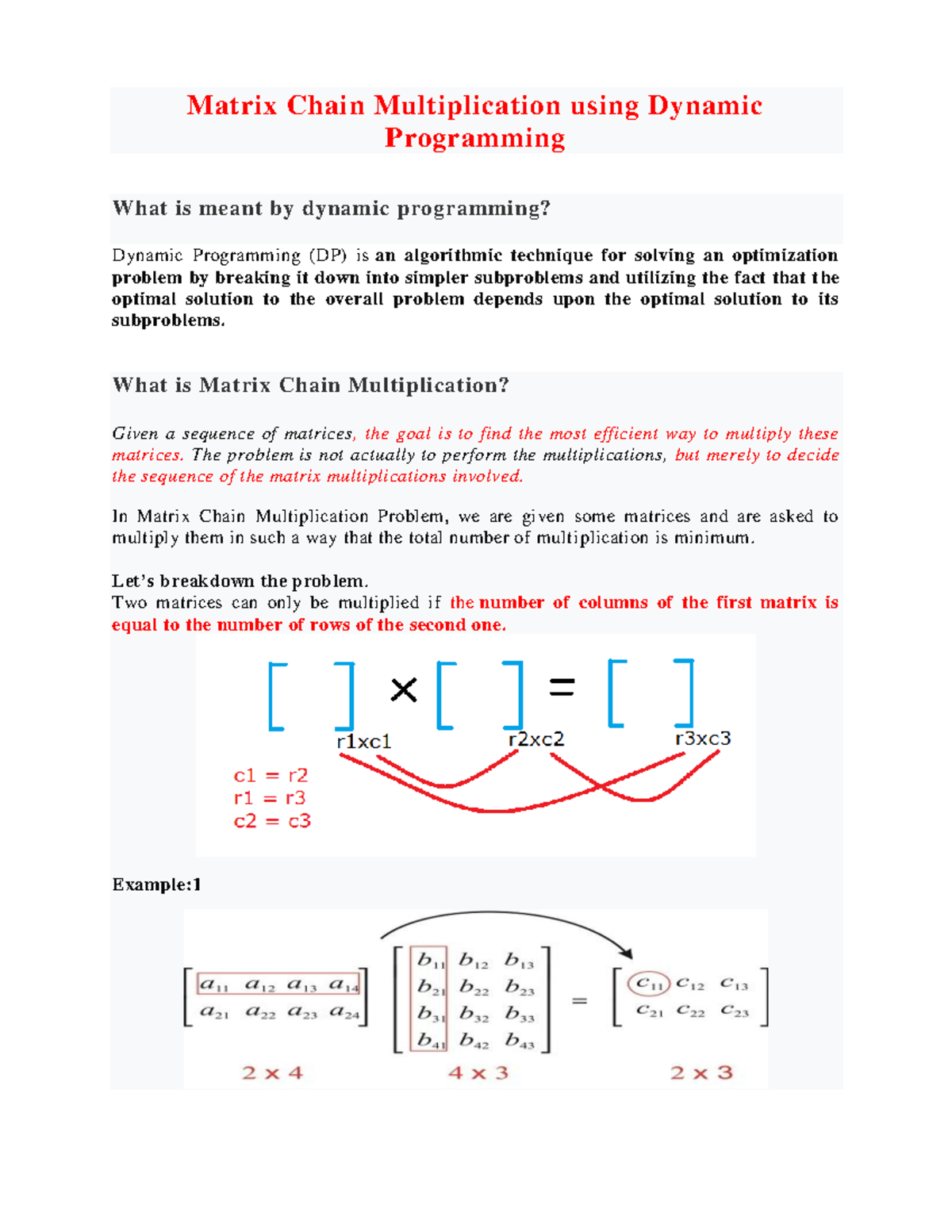 1.Matrix Chain Multiplication using Dynamic Programming - Matrix Chain ...