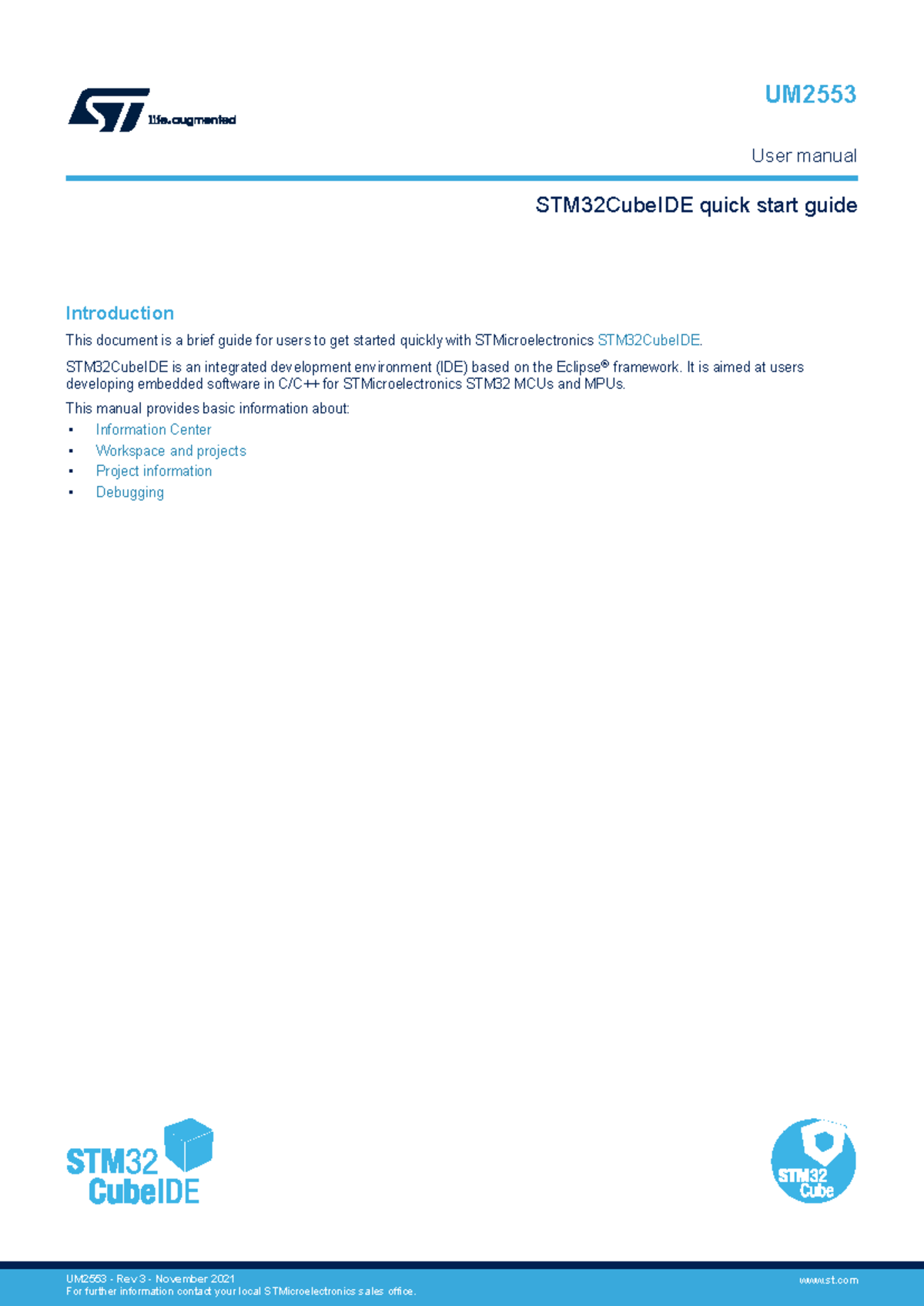 UM2553 STM32CubeIDE Quick Start User Manual - Studocu