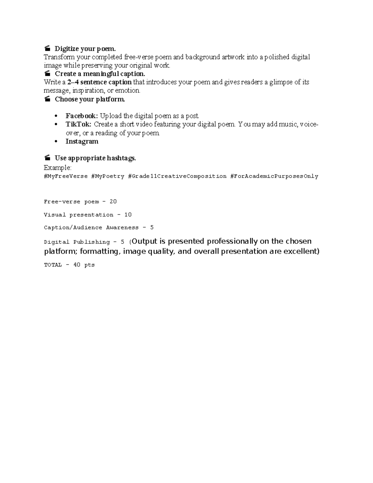 Digitize Your Poem: Instructions for Digital Presentation - Studocu