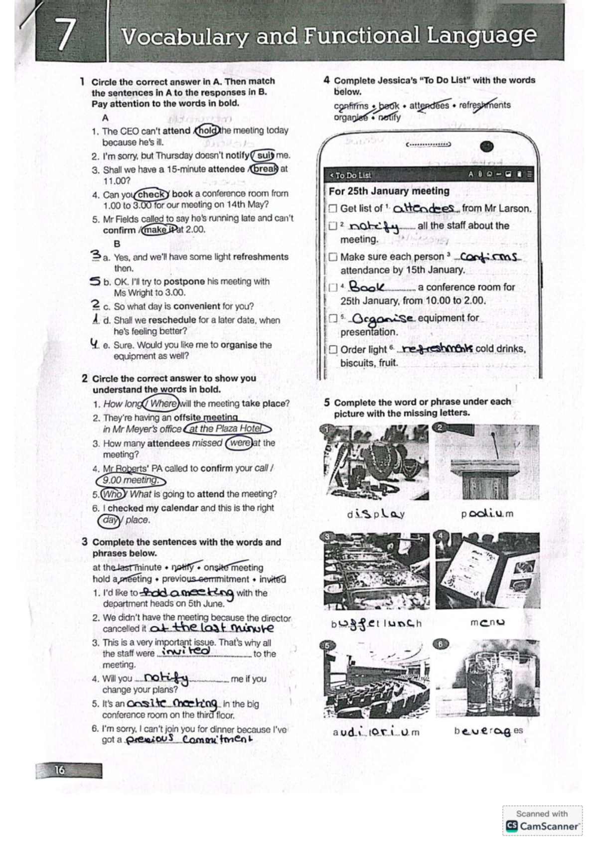 Workbook 7-10: Vocabulary and Functional Language Exercises - Studocu