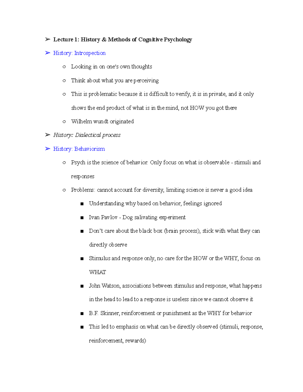Psych 240 exam 1 study guide - Lecture 1: History & Methods of ...