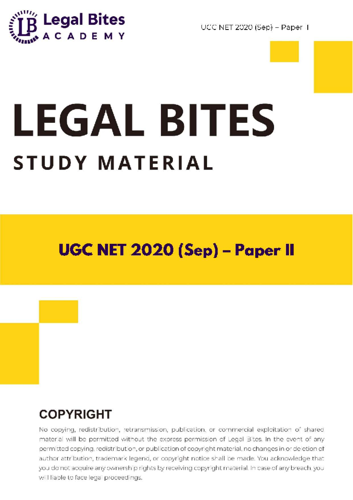 UGC NET 2020 (Sep) Paper II - Legal Bites Tutorial Notes - Studocu