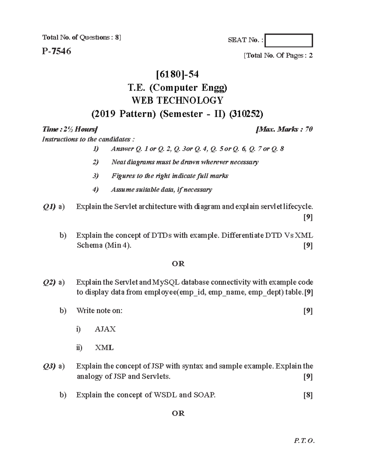 WEB TECHNOLOGY (310252) Nov 2023 Exam Paper & Instructions - Studocu