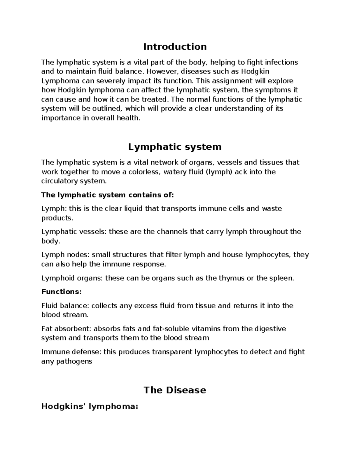 Hodgkin Lymphoma and Its Impact on the Lymphatic System - Studocu