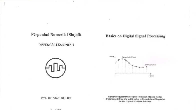 Pérpunimi Numerik i Sinjalit - DISPENCE LEKSIONESH 2020 - Document Preview