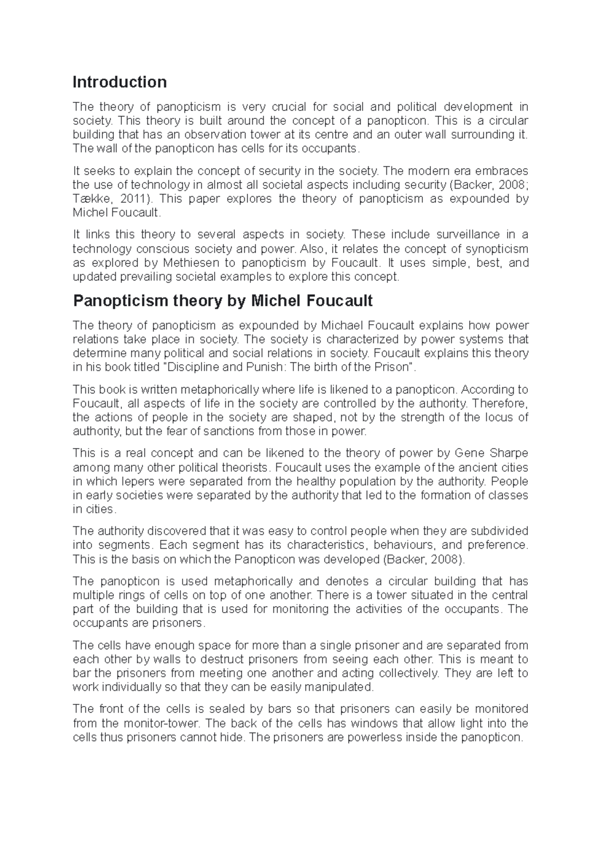 Panopticism and Surveillance: Power Dynamics in Foucault's Theory - Studocu
