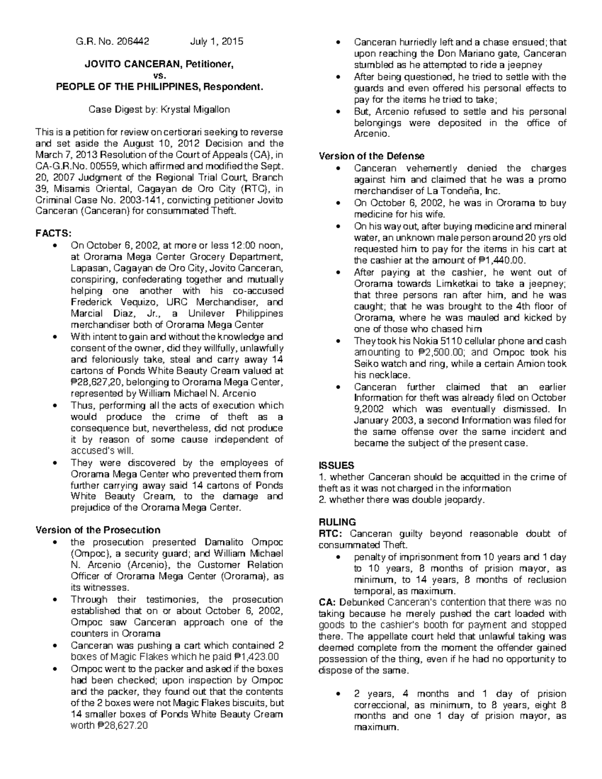 8 canceran-vs-people-pdf-free - G. No. 206442 July 1, 2015 JOVITO ...