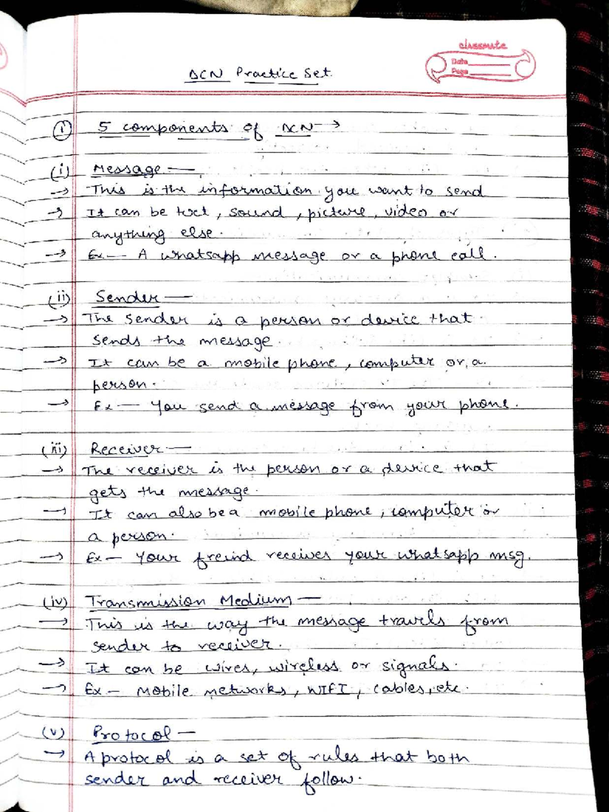DCN Practice Set Solutions (1-25) for Classmate Date - Studocu