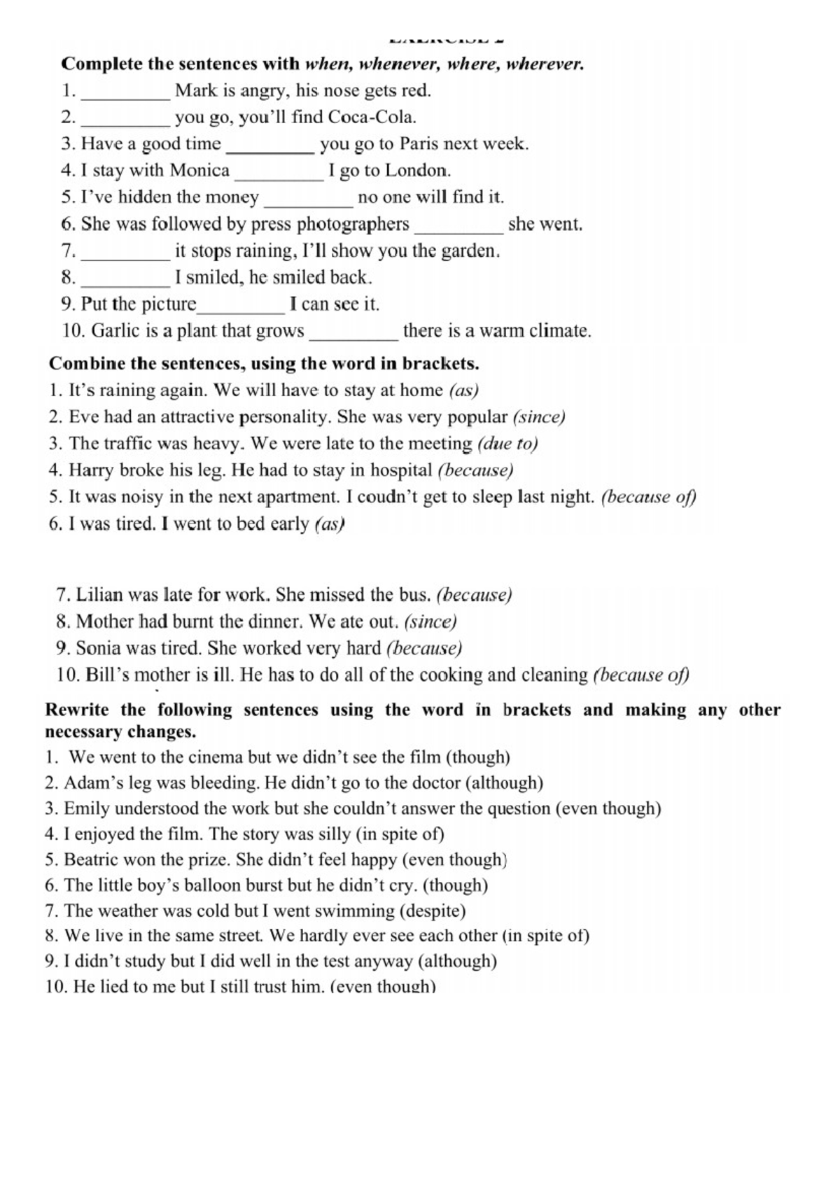 New Microsoft Word Document - Complete the sentences with when ...