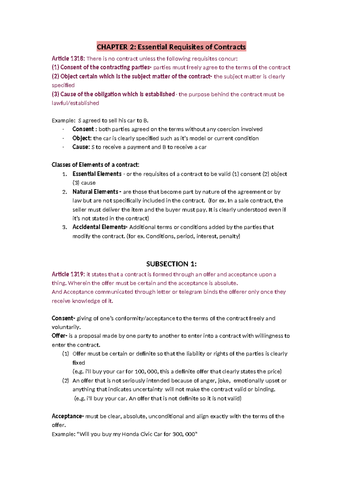 CHAPTER 2: Essential Requisites of Contracts (Oblicon) - Studocu
