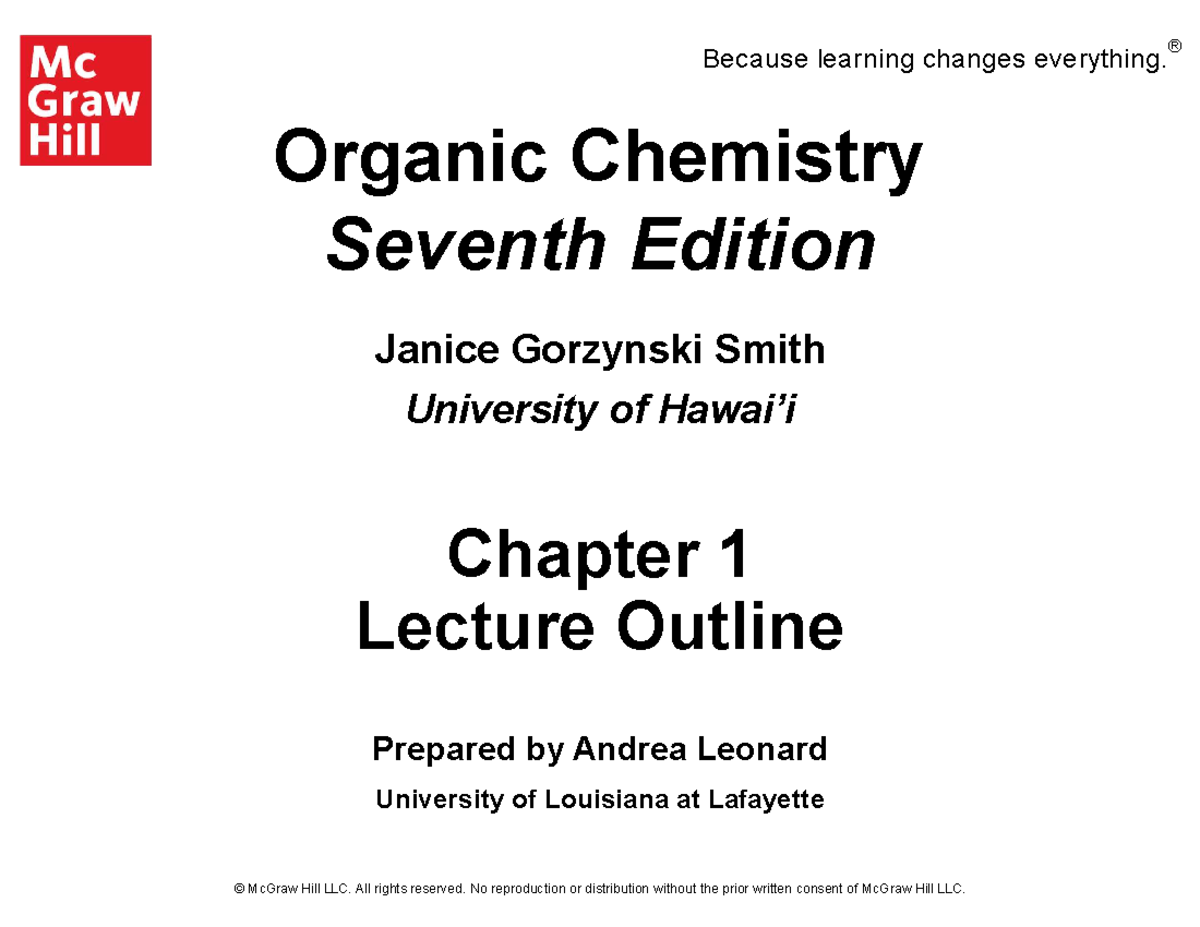 Organic Chemistry 7th Ed: Chapter 1 Lecture Outline - Studocu