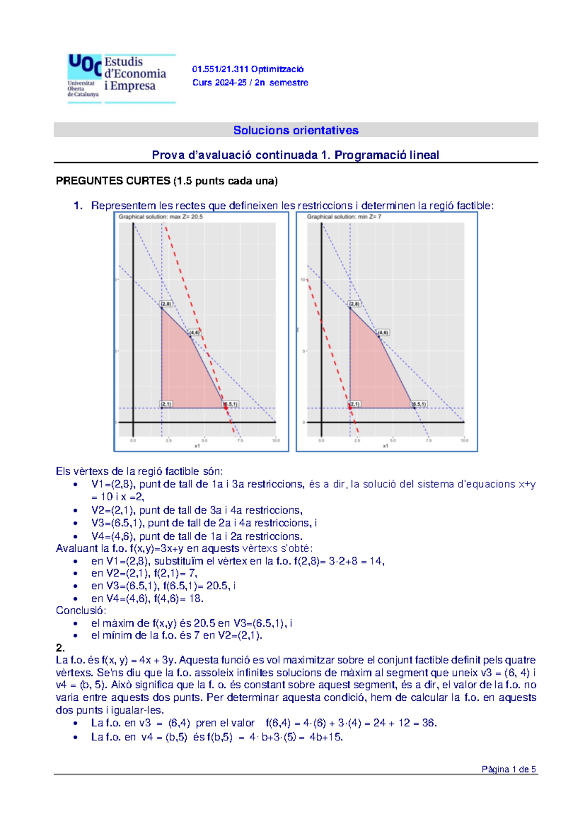 01551 20242 Sol PAC 1 - Solución PAC1 Optimización - 01.551/21 ...