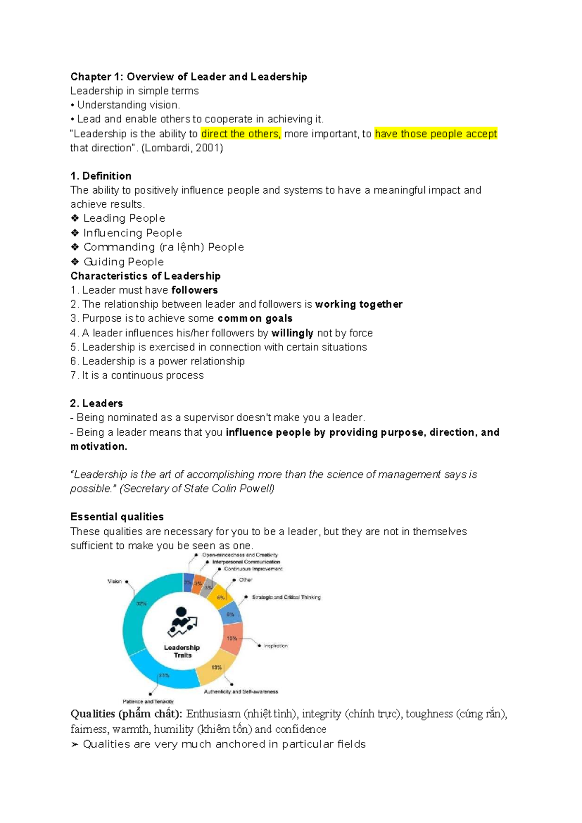 Leadership Concepts and Skills Overview (Course Code: LEAD101) - Studocu