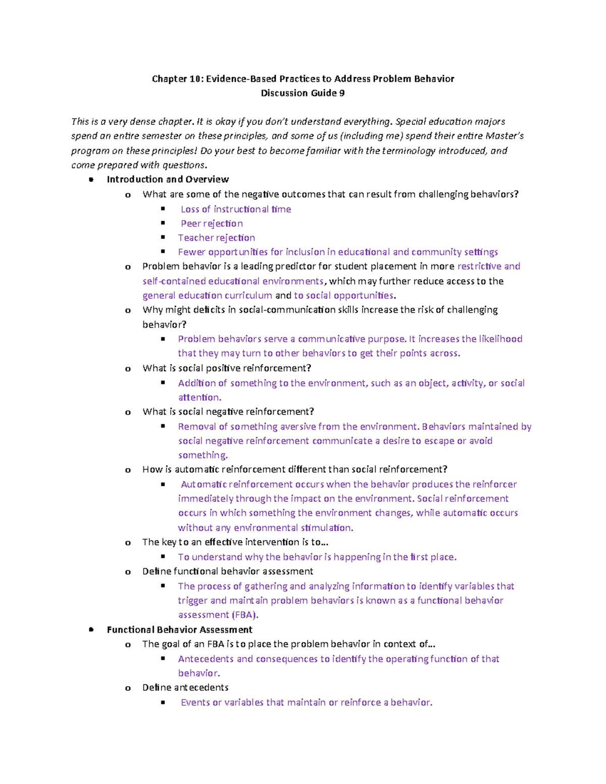 Chapter 10 Discussion Guide 9: Evidence-Based Practices for Problem ...