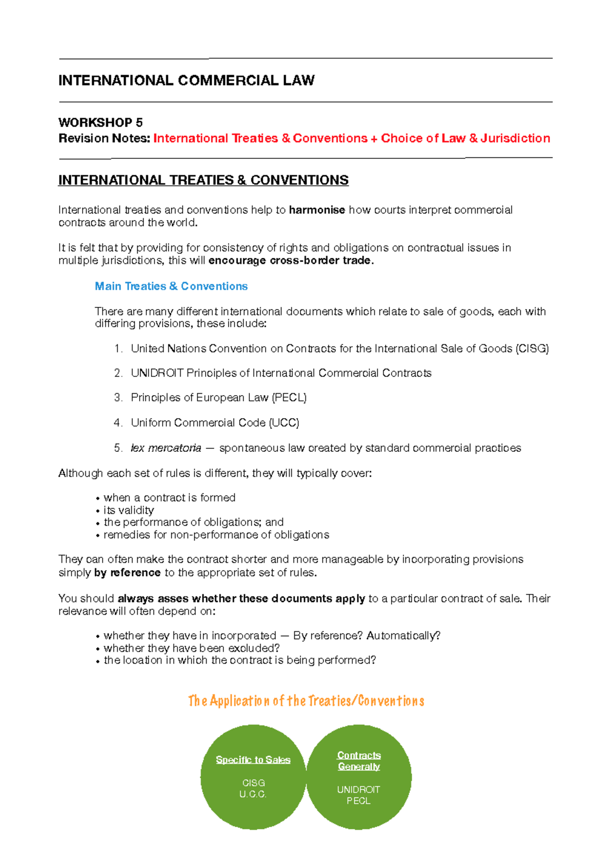ICL WS5 - Workshop 5 - INTERNATIONAL COMMERCIAL LAW WORKSHOP 5 Revision ...
