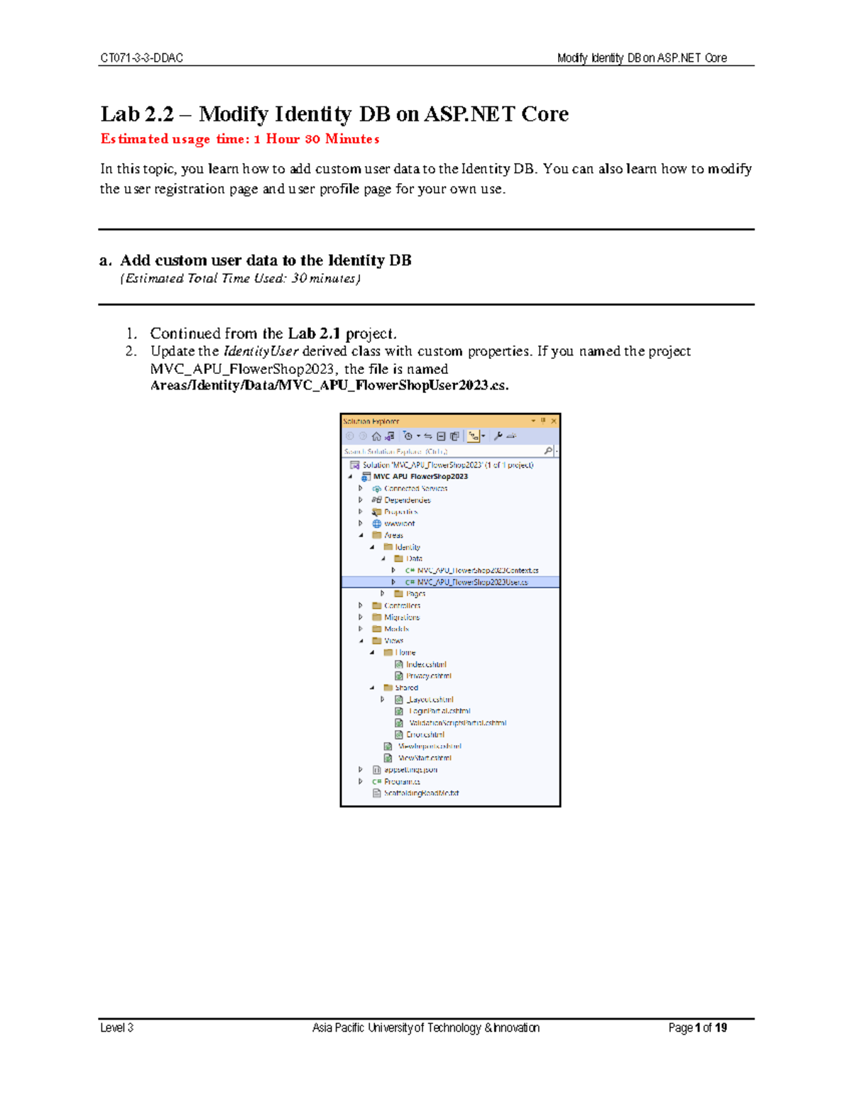 Lab 3 - Modify Identity DB on ASP.NET Core: Custom User Data ...