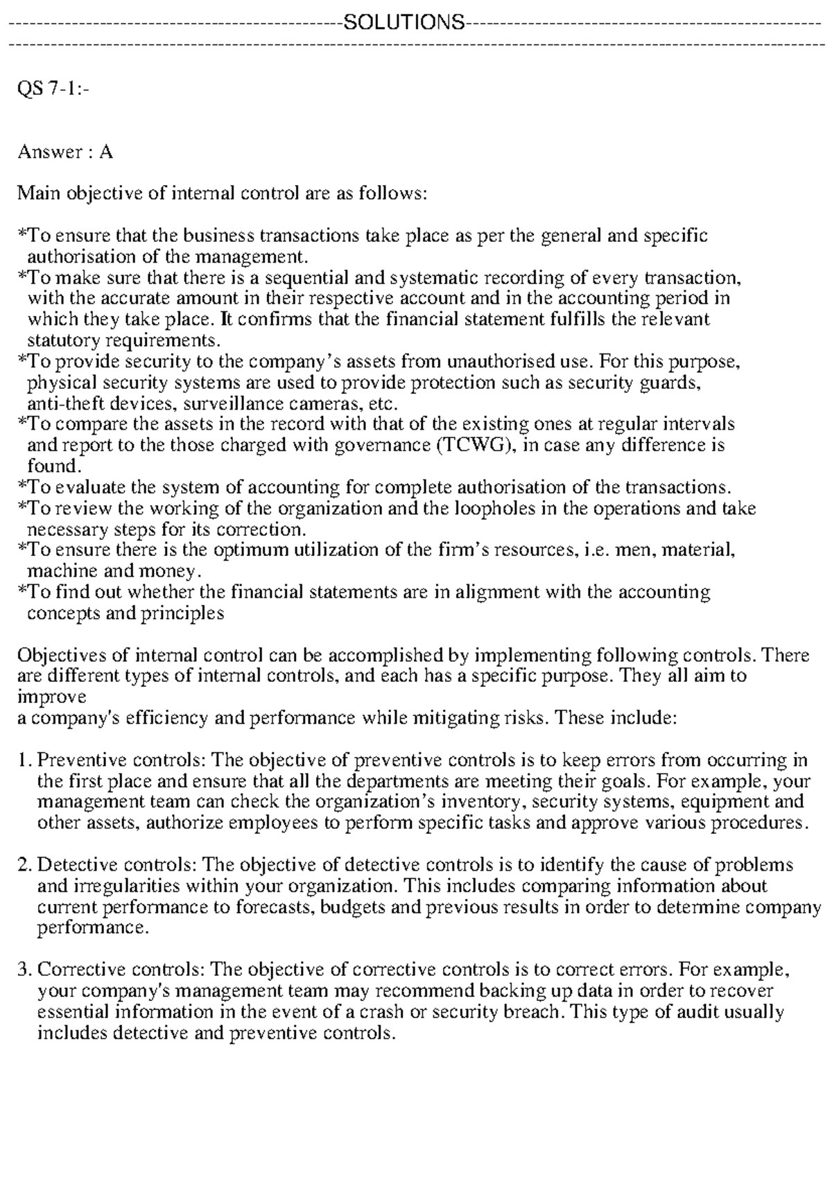 Assignment chapter 7 ( chetan kumar ) - QS 7-1:- Answer : A Main ...