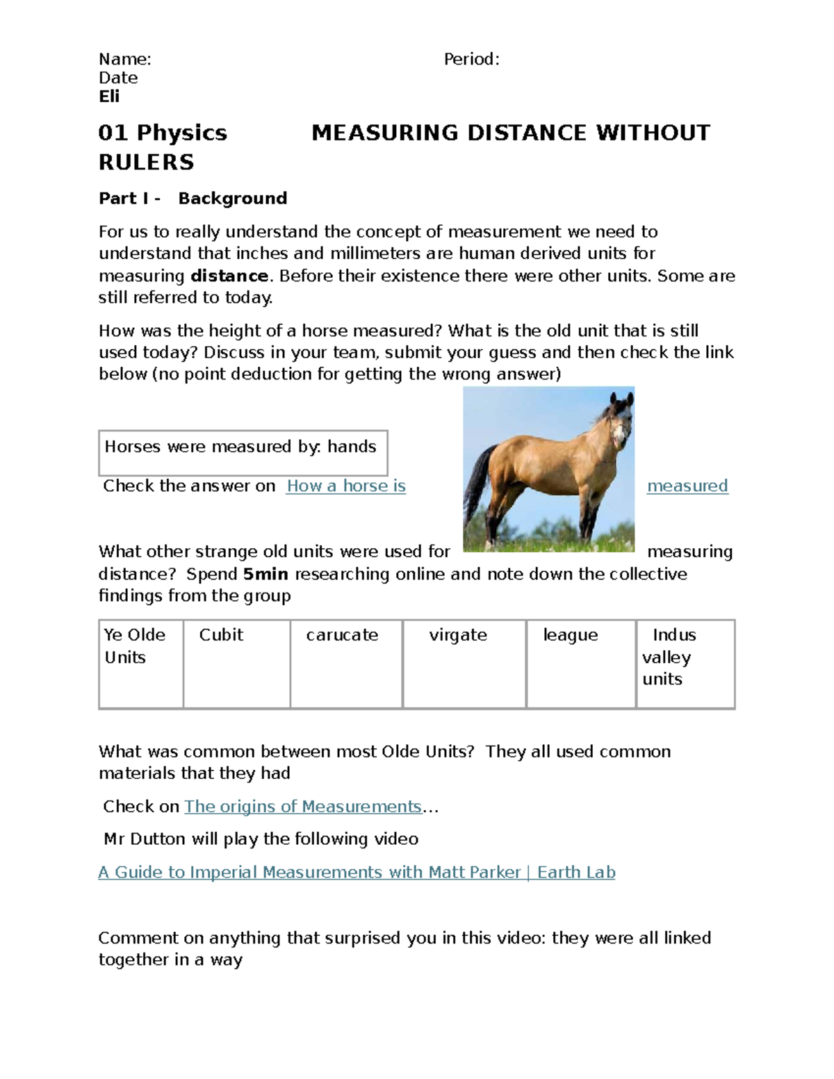01 Physics Measuring Distance Without Rulers: Dimensional Analysis ...