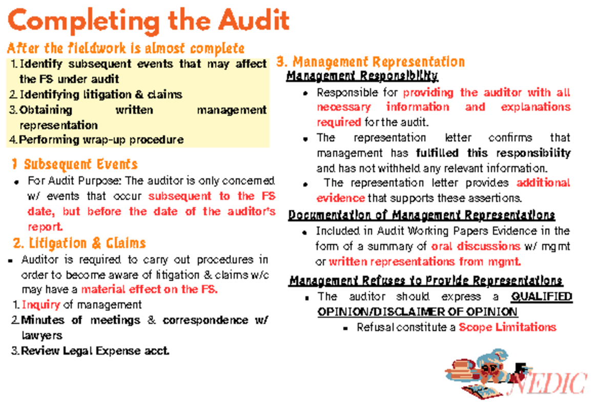 11. Completing the audit: Post-fieldwork procedures and ...