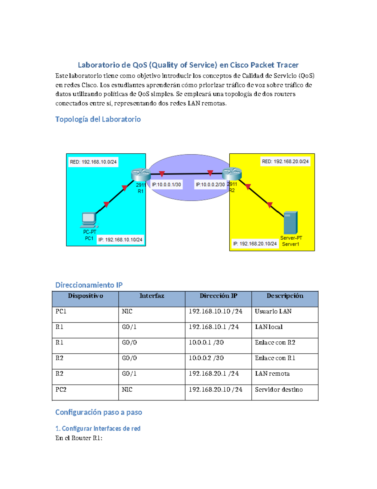 Laboratorio de QoS en Cisco Packet Tracer: Introducción y Configuración ...