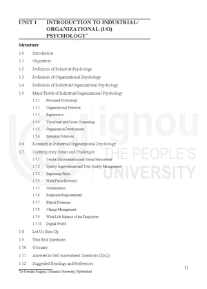 Introduction to I/O Psychology - Unit 1 Overview and Key Concepts - Studocu