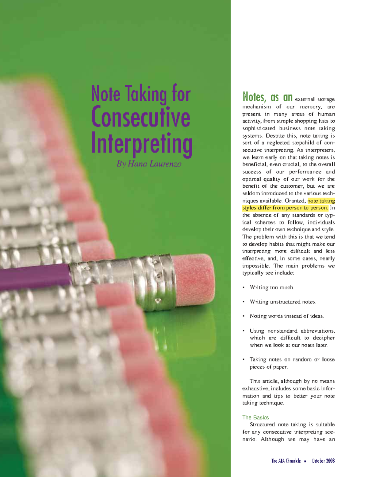 3710 - Note Taking Techniques for Consecutive Interpreting by Hana ...