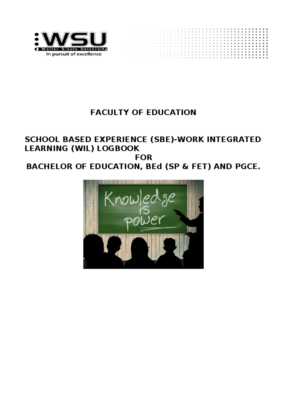 Revised SBE Logbook 2024 (Final) for Bachelor of Education (003) - Studocu