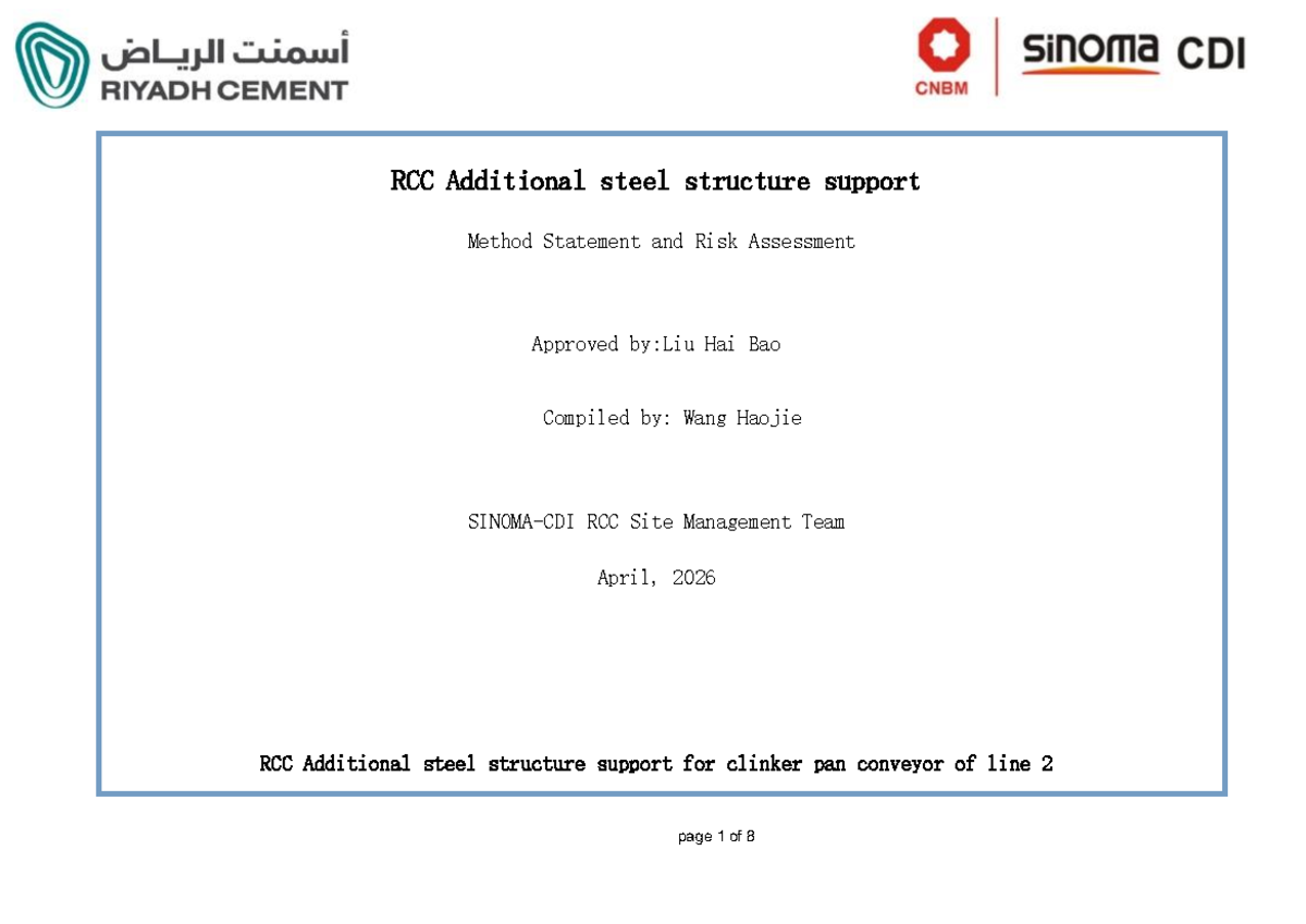 RCC Method Statement & Risk Assessment for Excavation of Clinker Silo ...