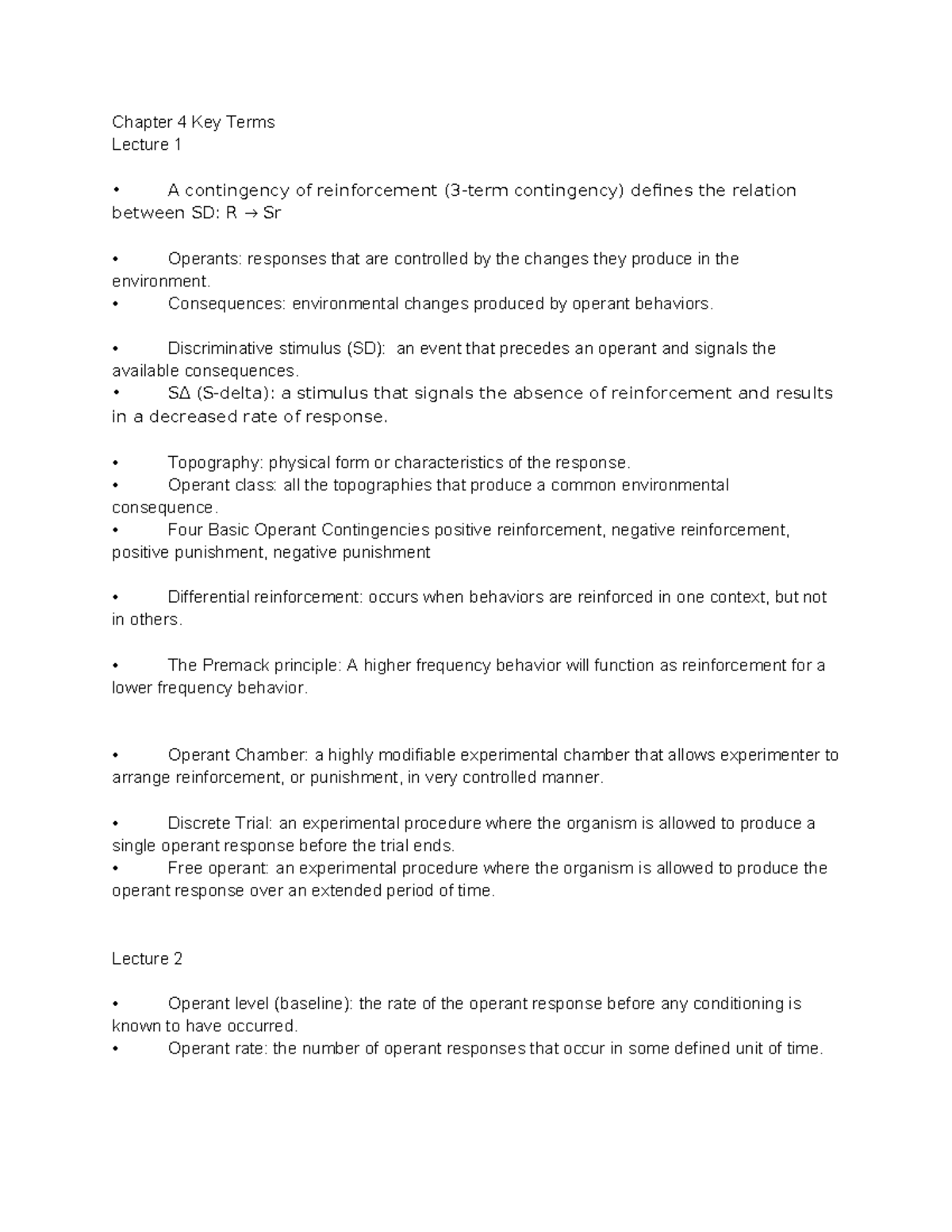 Behavioral Principles and Operant Conditioning (PSY 101) Lecture Notes ...