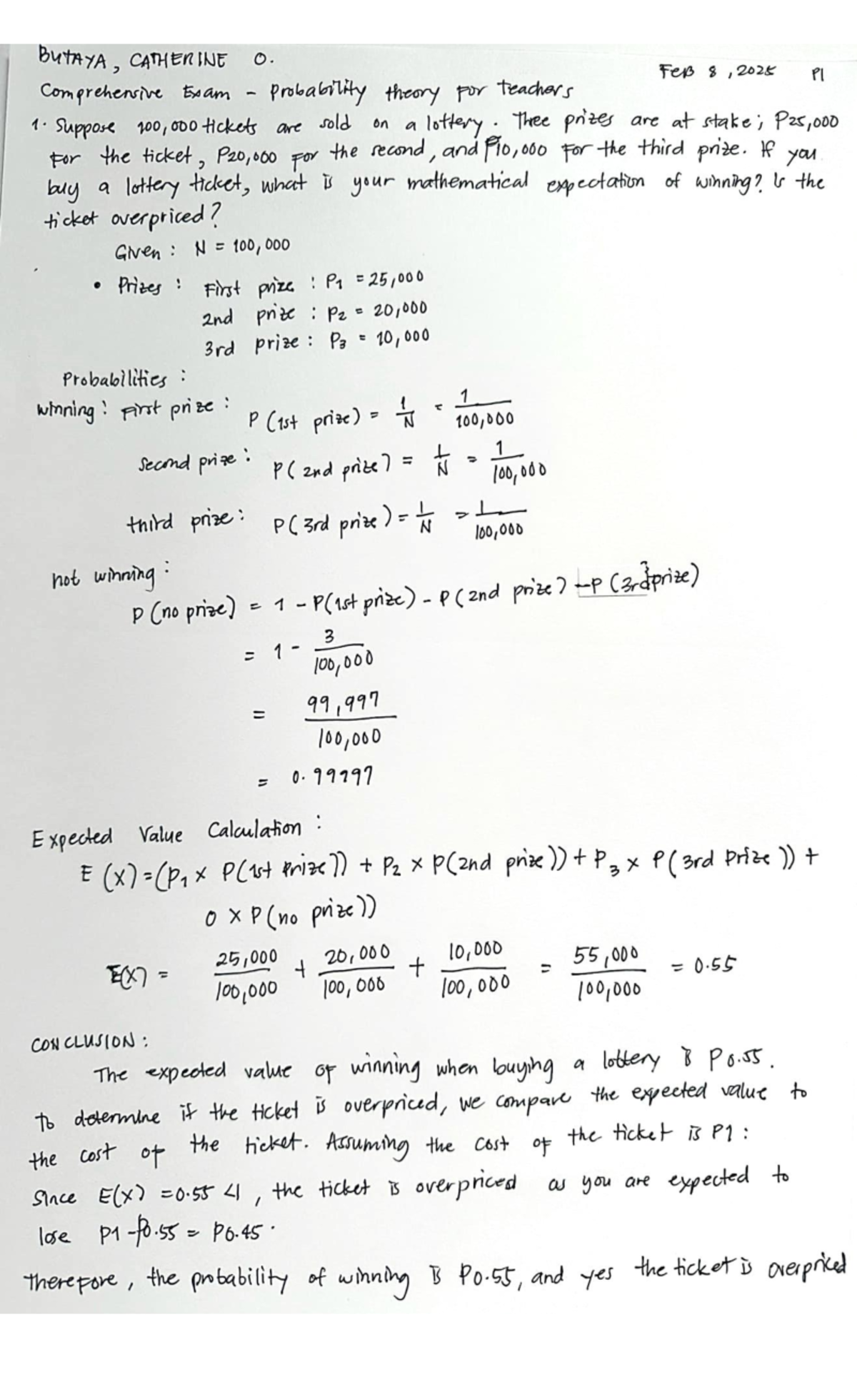 Comprehensive Exam Notes: Probability Theory for Teachers (PZ) - Studocu