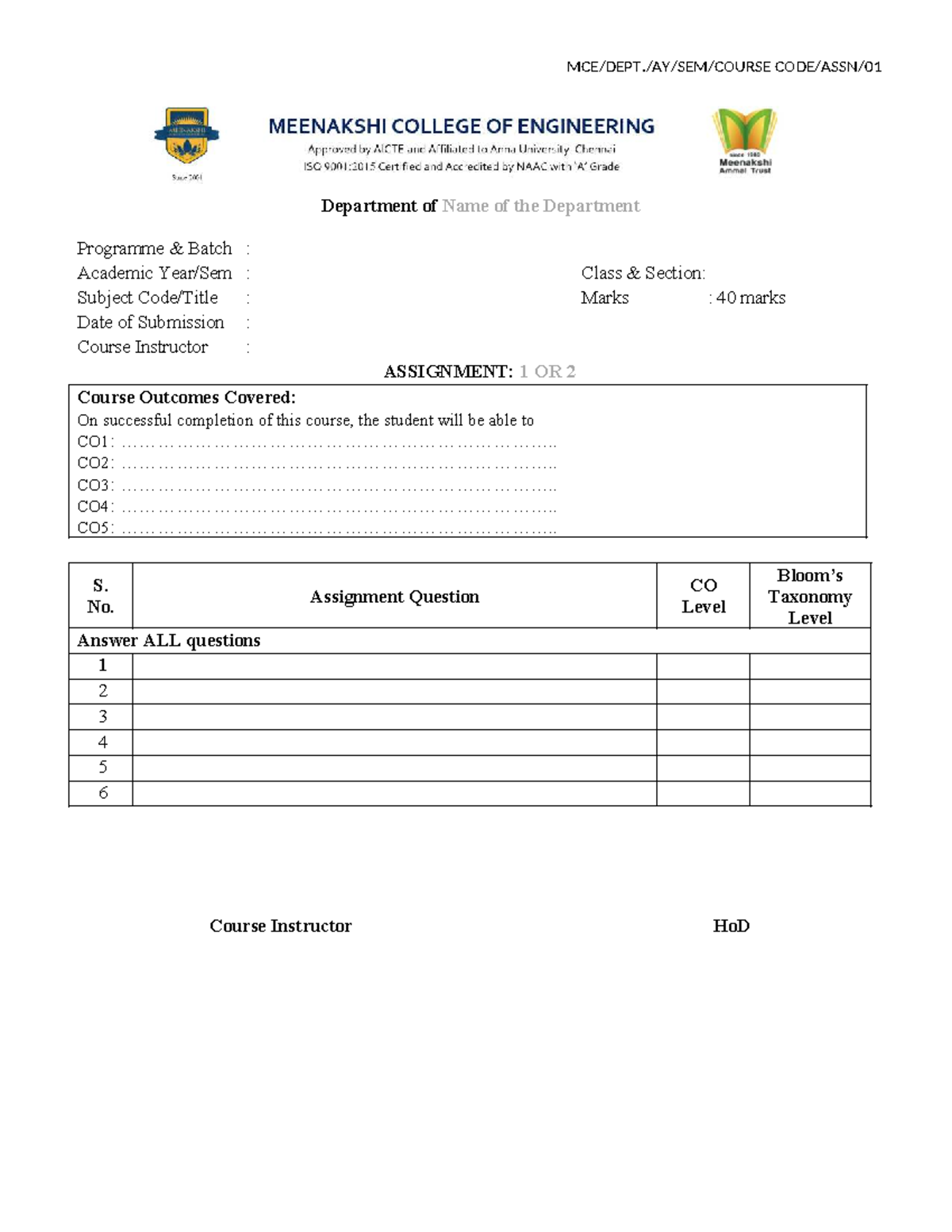2.7 Assignment QP Format - MCE/DEPT./AY/SEM/COURSE CODE/ASSN ...