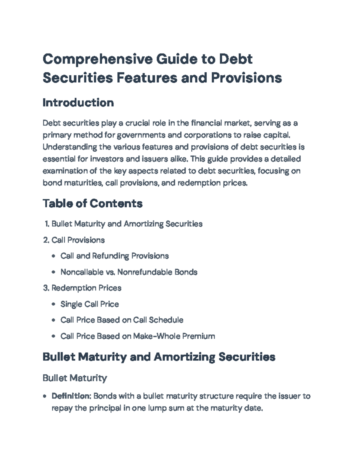 Debt Securities Overview: Key Features & Provisions Explained - Studocu