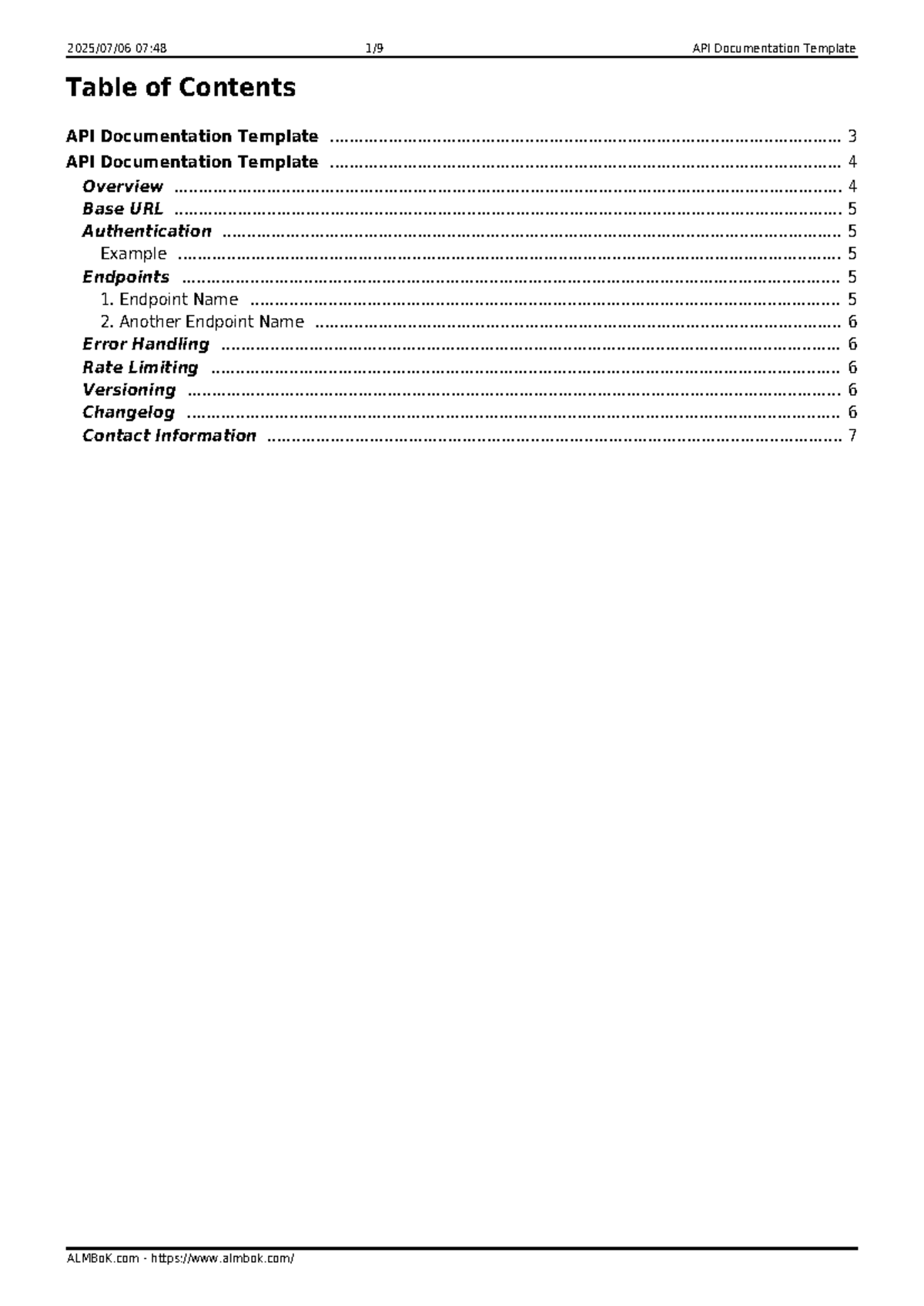 API Documentation Template Overview and Guidelines - Studocu