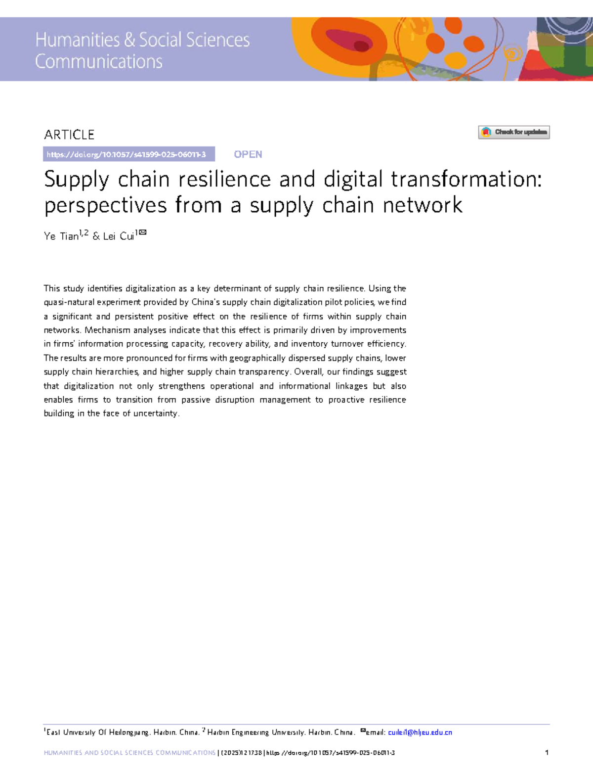 Supply Chain Resilience & Digital Transformation: Insights from Pilot ...