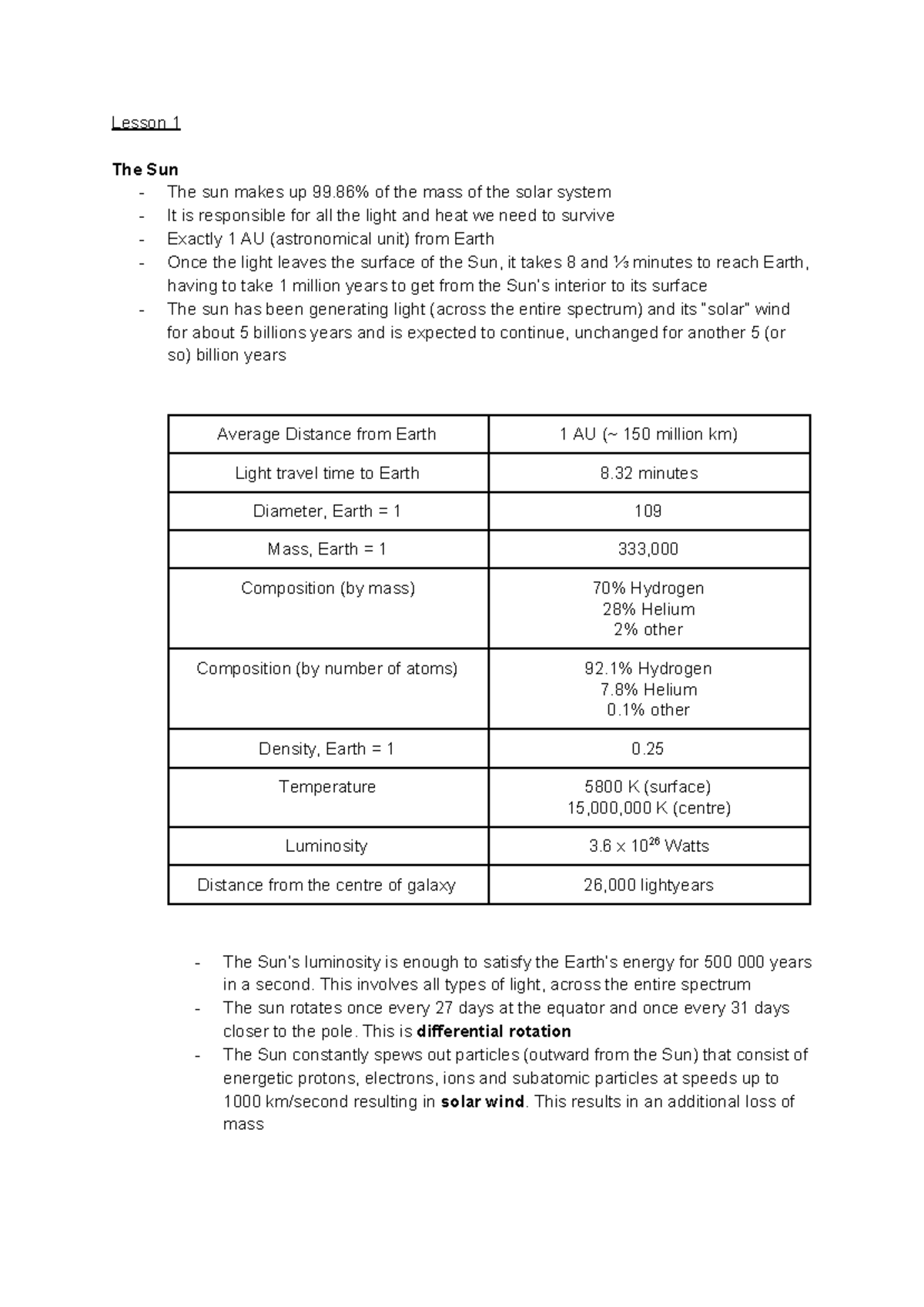 AS102 - Lecture Notes on The Sun: Key Concepts and Details - Studocu