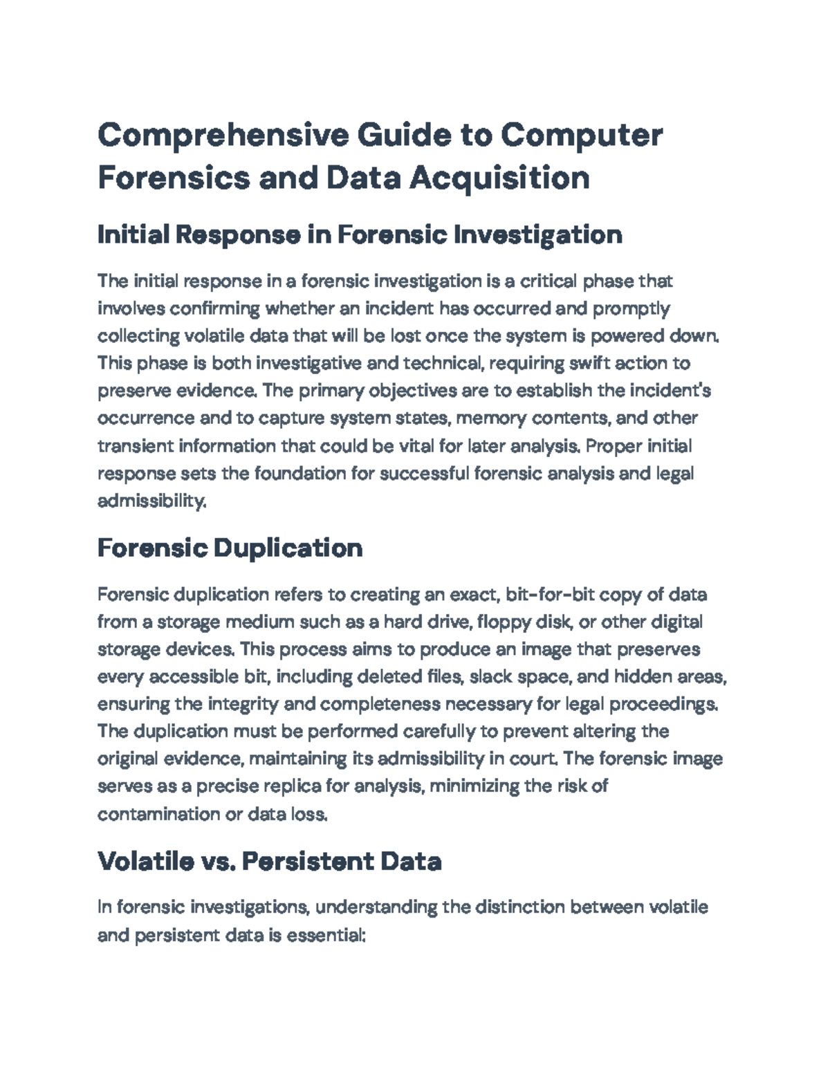 Comprehensive Guide to Forensic Data Acquisition (CS 101) - Studocu