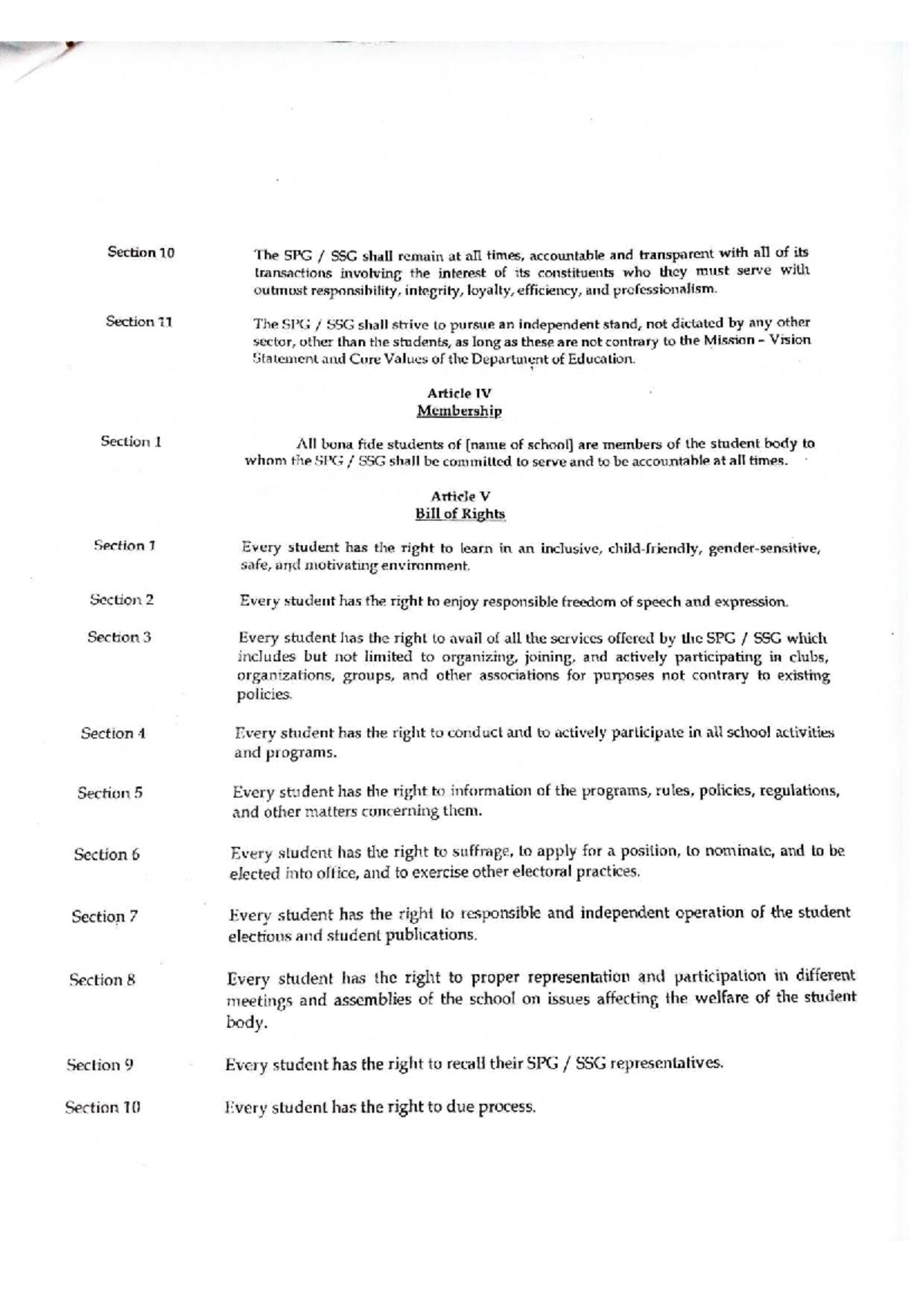 DepEd Order No. 47612: SPG SSG Constitution and Student Rights - Studocu