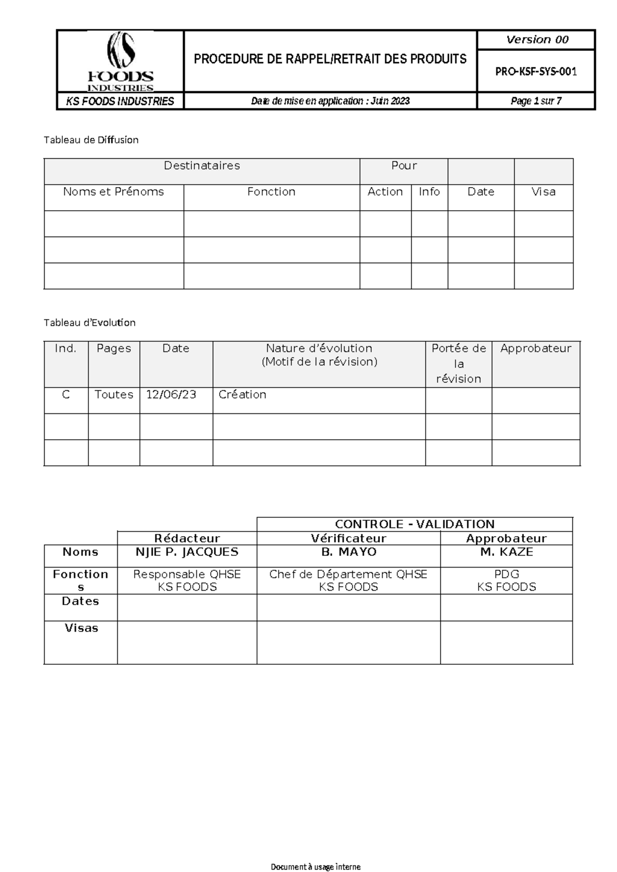 Rappel et retrait des produits finis - PROCEDURE DE RAPPEL/RETRAIT DES ...