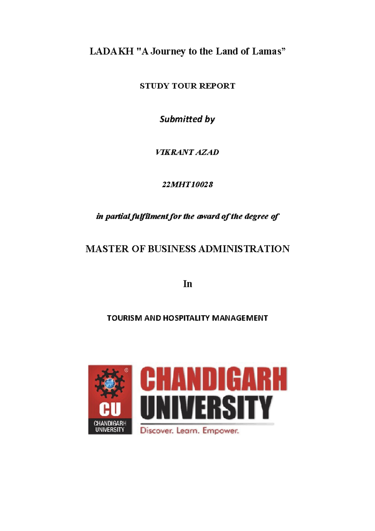 Study tour report on ladakh - LADAKH 