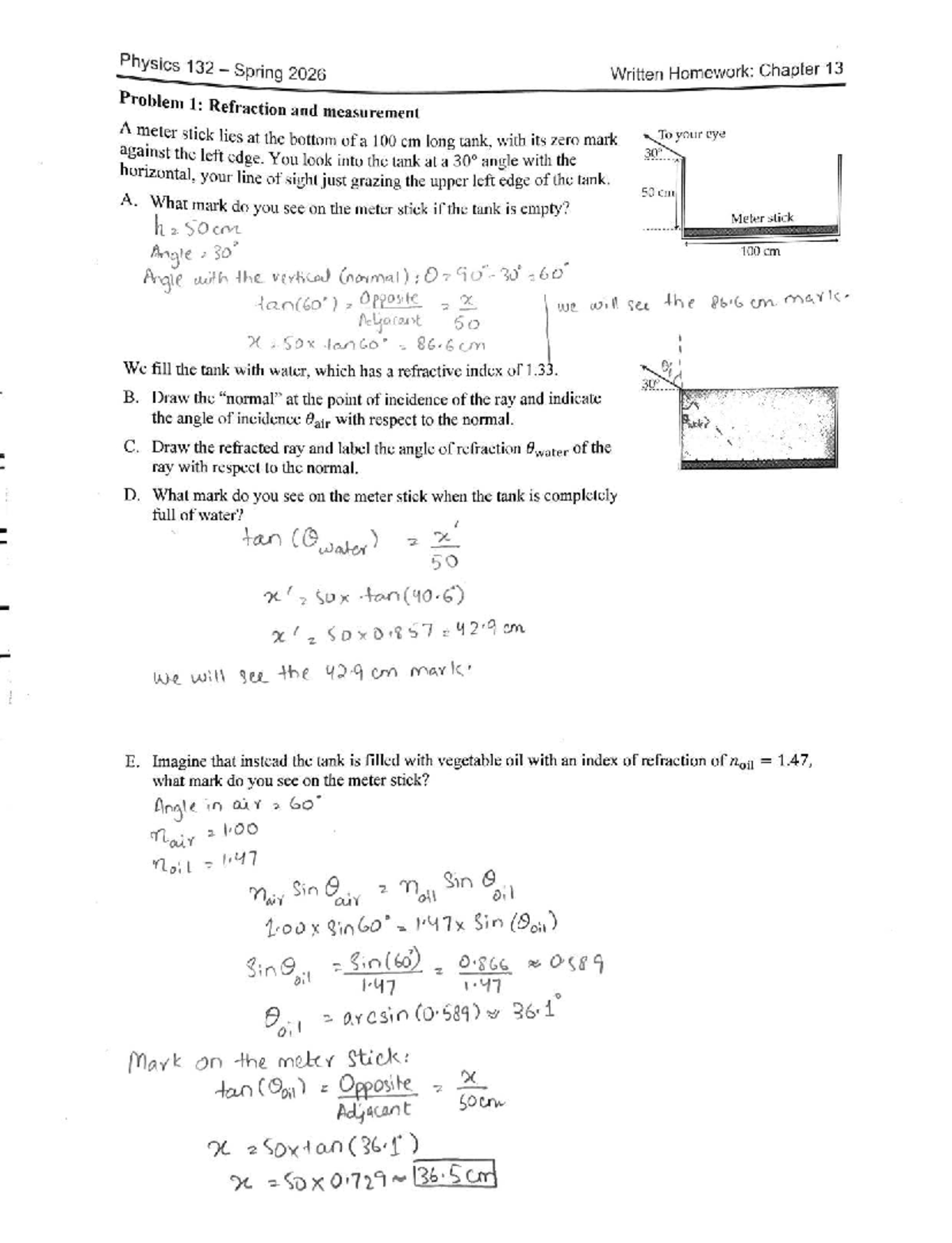 Physics 132 - Spring 2026 Written Homework: Chapter 13 Problems on ...