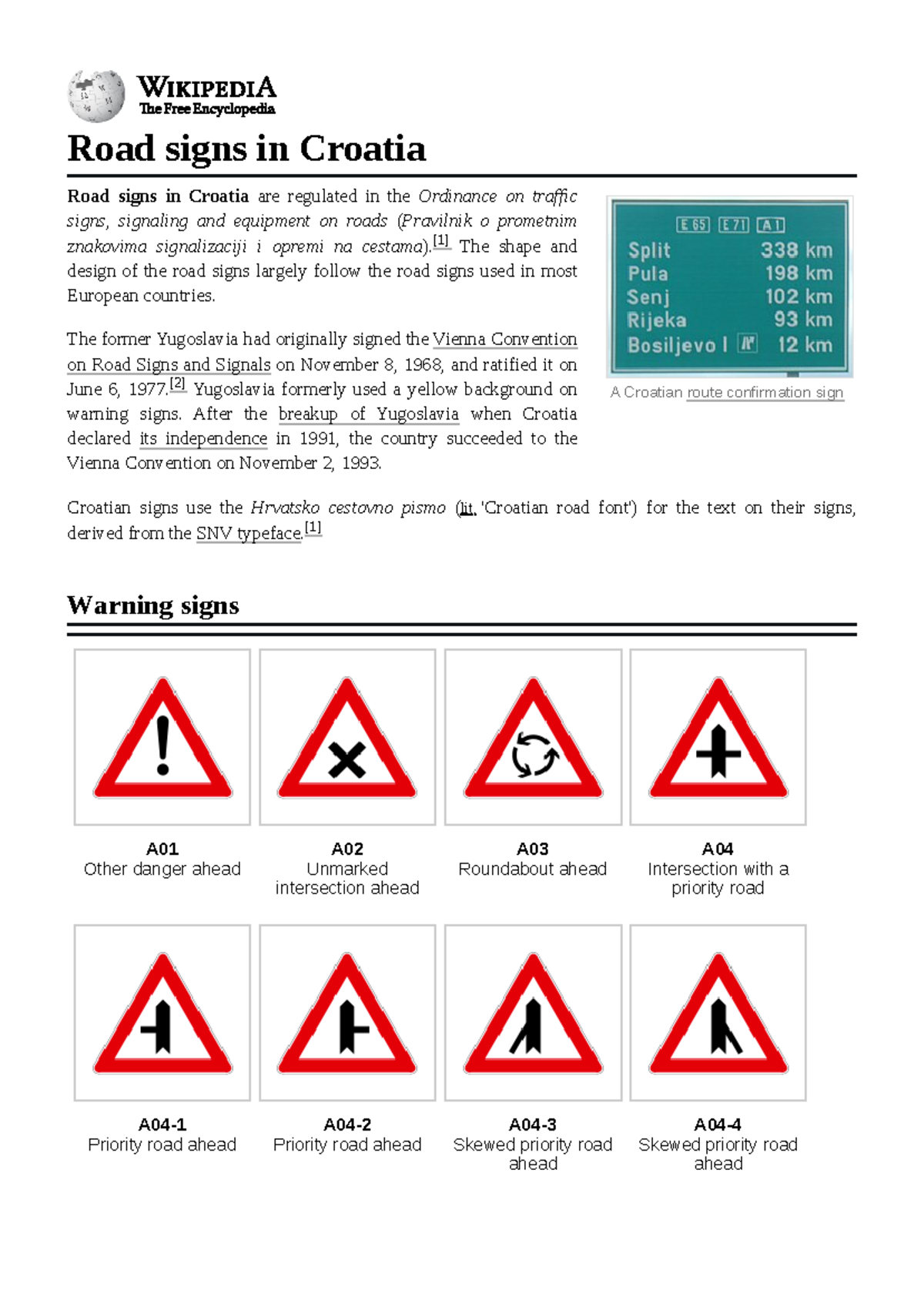 Road signs in Croatia - RAWR - A Croatian route confirmation sign Road ...